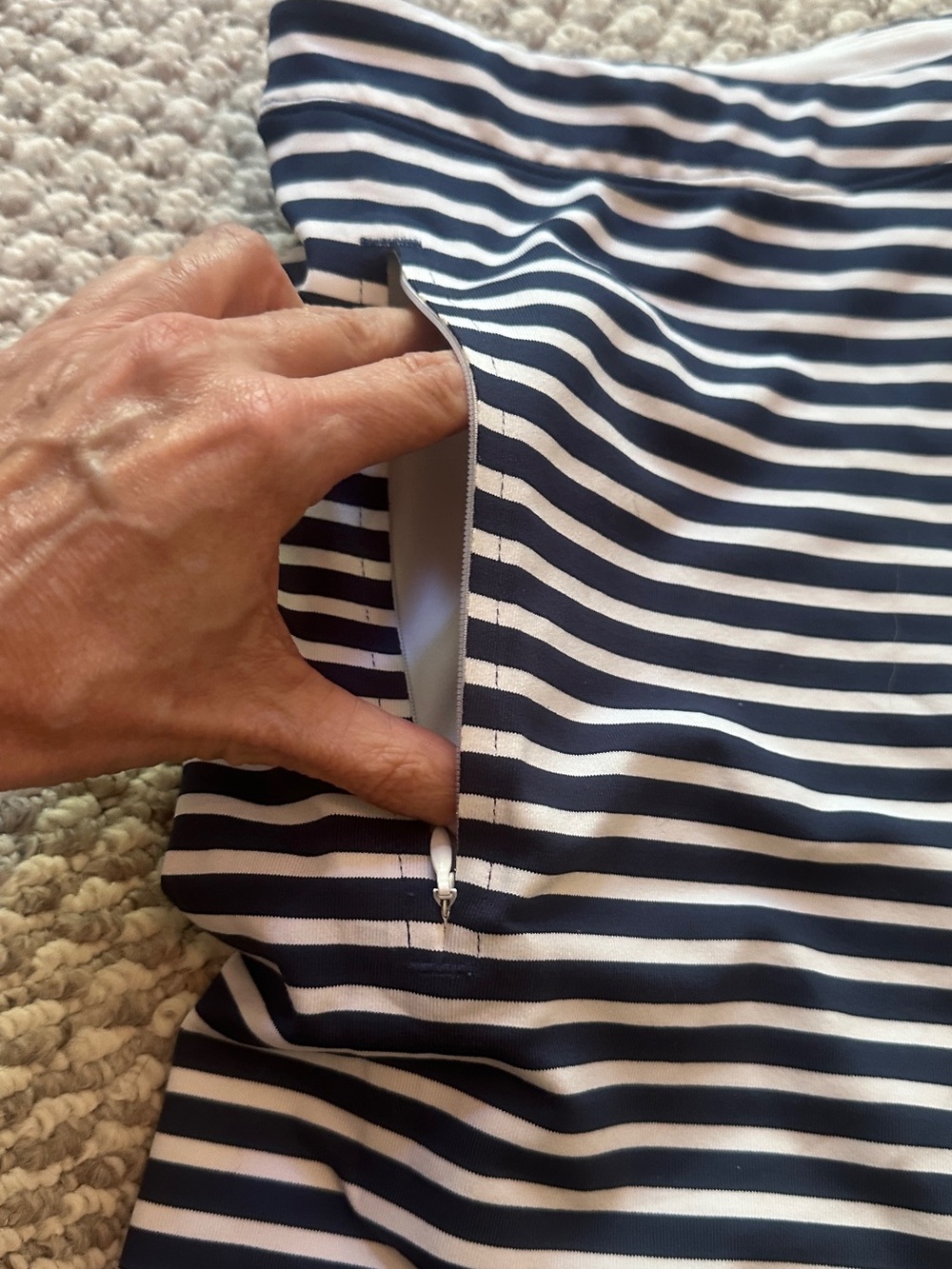 Niki Striped Navy and White Golf Skort - Picture 3 of 9